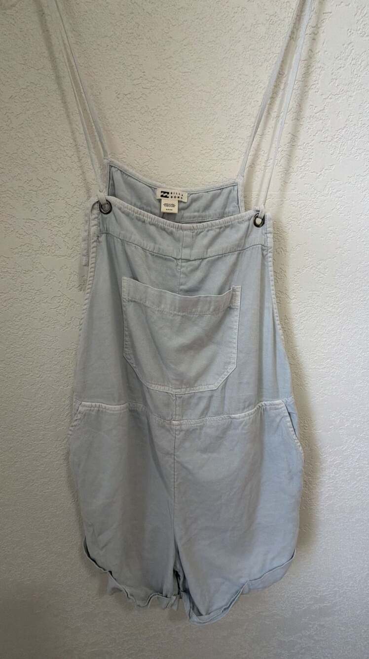 Billabong Overalls Romper Size S Light Blue Short Overalls
